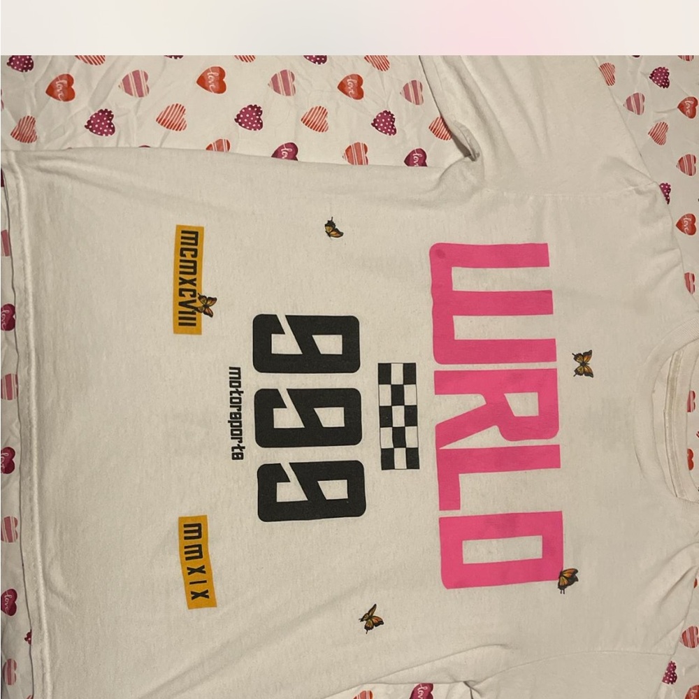 Pink and Black Long Sleeve Tee with Bold Graphic Design